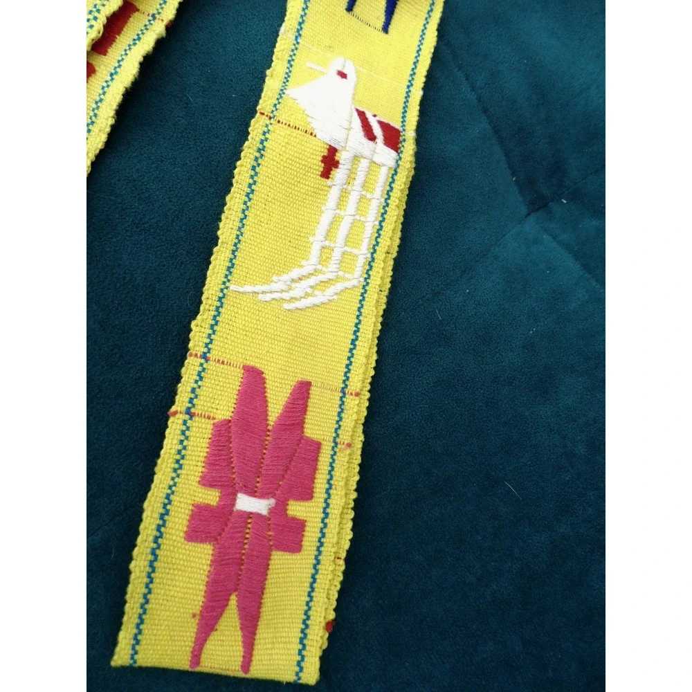 Vtg Guatemalan Faja Sash Belt Hand-Woven Embroidery Birds Stars Boho Folk Art